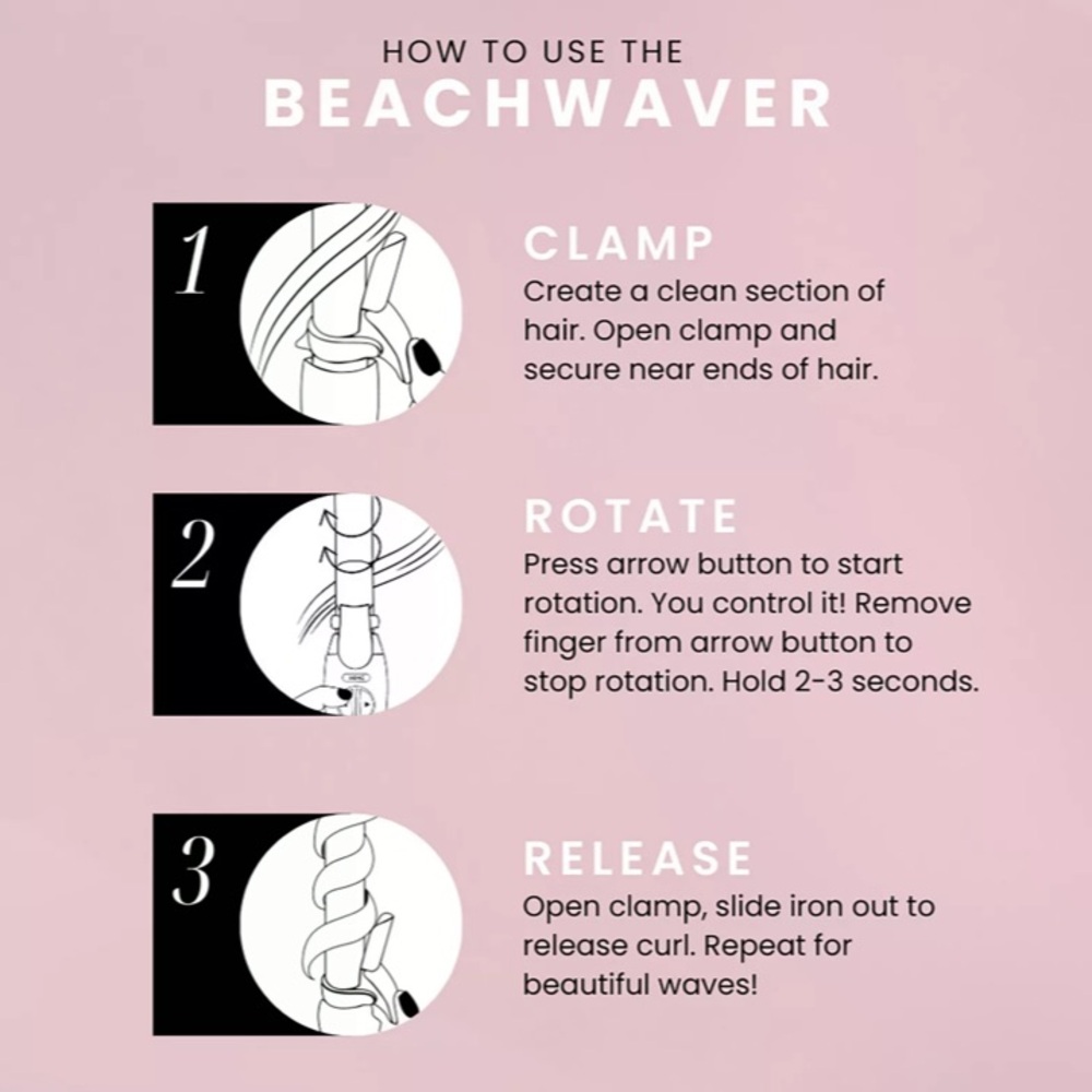 Beachwaver® S-Series S.75 Rotating Curling Iron Set w blue hair clip & scrunchie - Picture 9 of 12